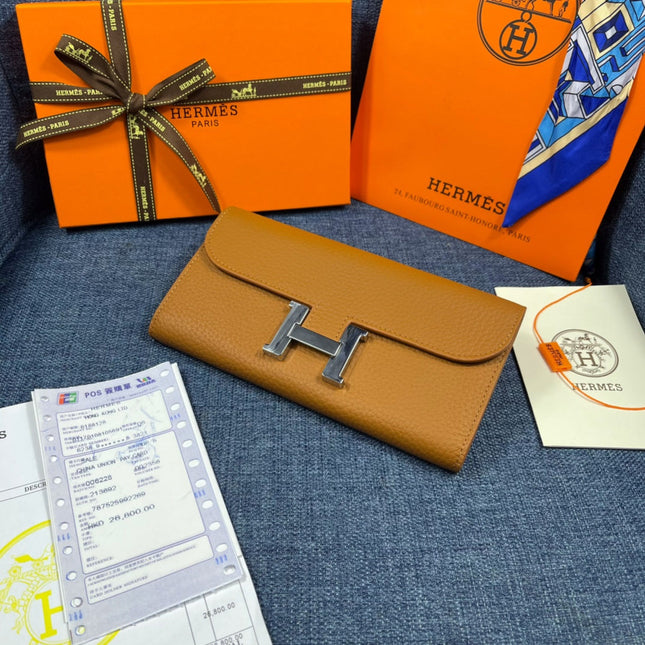 HM CLUTCH CONSTANCE 22 BRONZE CALFSKIN SILVER HARDWARE