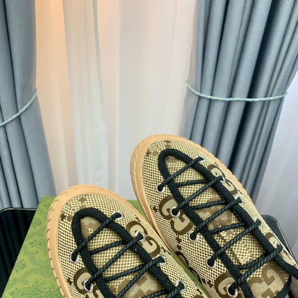GG UNIQUE SNEAKER THICK-SOLE STRAW COLOR CANVAS