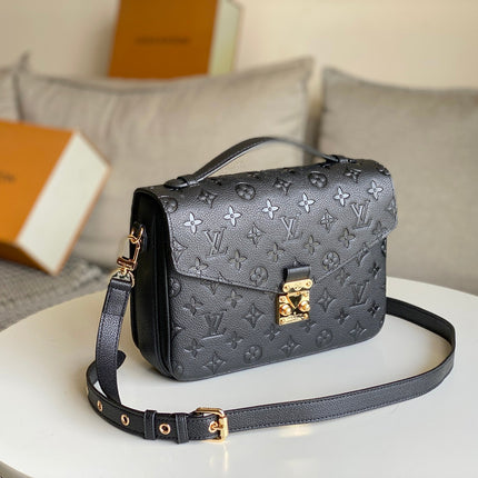 LV 25S POCHETTE METIS 25 IN BLACK MONOGRAM COATED CANVAS GOLD HARDWARE