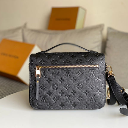 LV 25S POCHETTE METIS 25 IN BLACK MONOGRAM COATED CANVAS GOLD HARDWARE