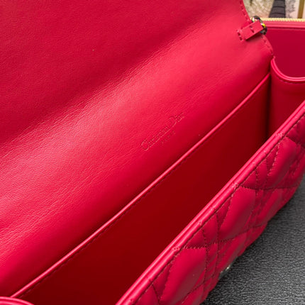 CARO SLIM POUCH 21 BAG IN CHERRY RED CALFSKIN