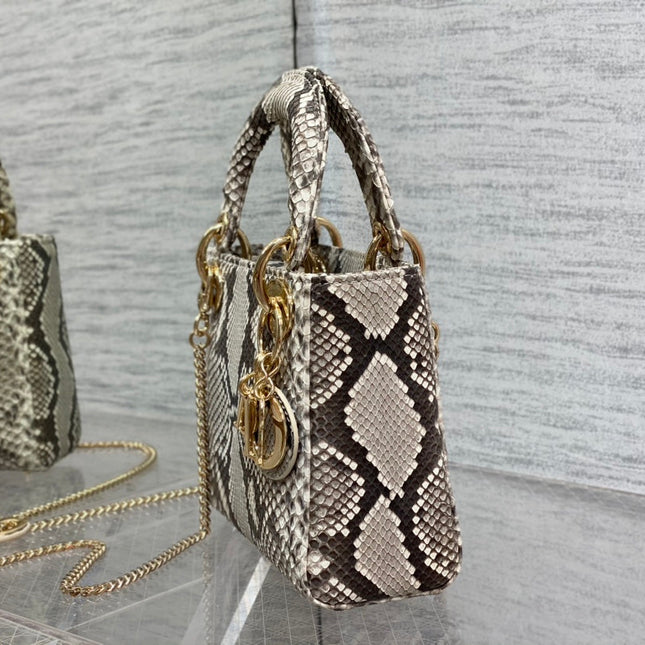 MINI LADY 17 BAG IN DARK BROWN PYTHON LEATHER