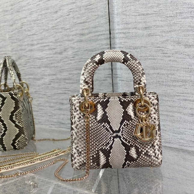 MINI LADY 17 BAG IN DARK BROWN PYTHON LEATHER
