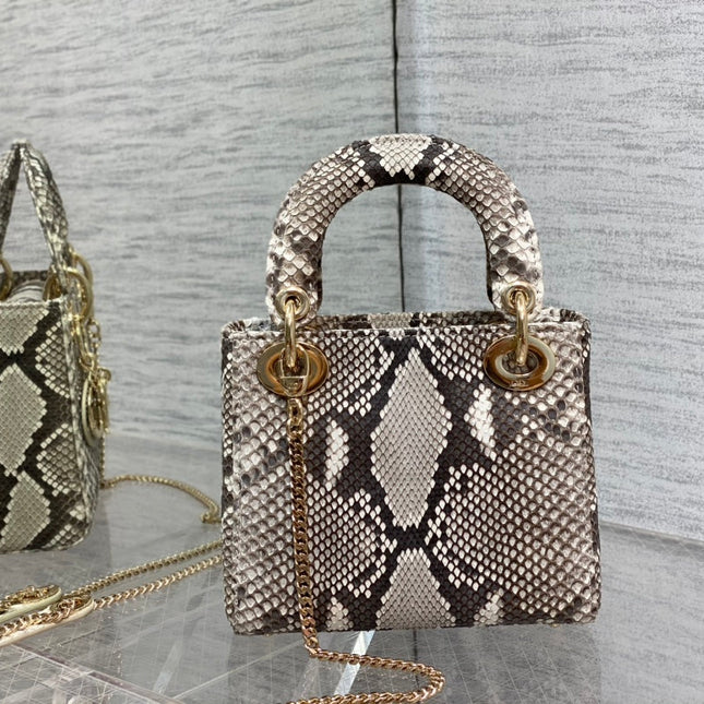 MINI LADY 17 BAG IN DARK BROWN PYTHON LEATHER