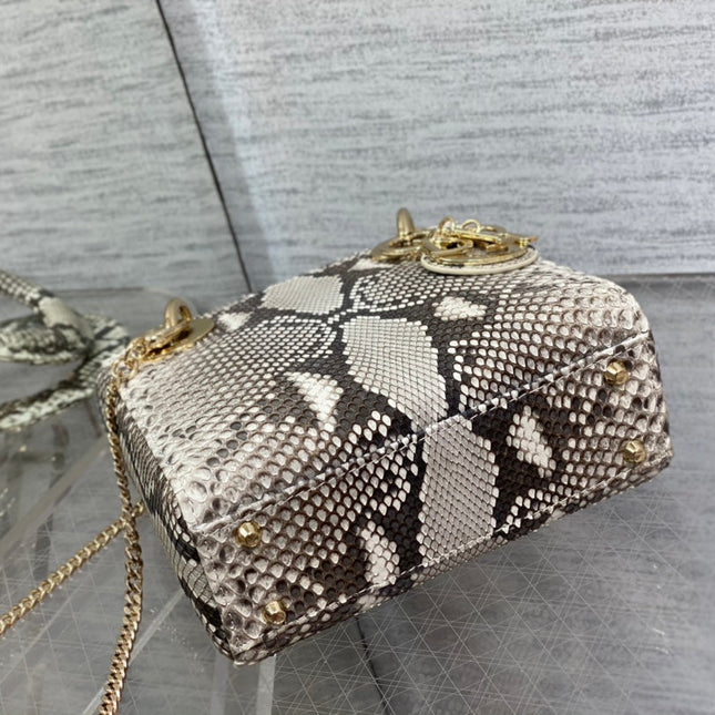 MINI LADY 17 BAG IN DARK BROWN PYTHON LEATHER