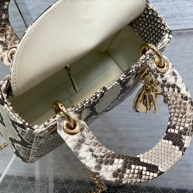 MINI LADY 17 BAG IN DARK BROWN PYTHON LEATHER