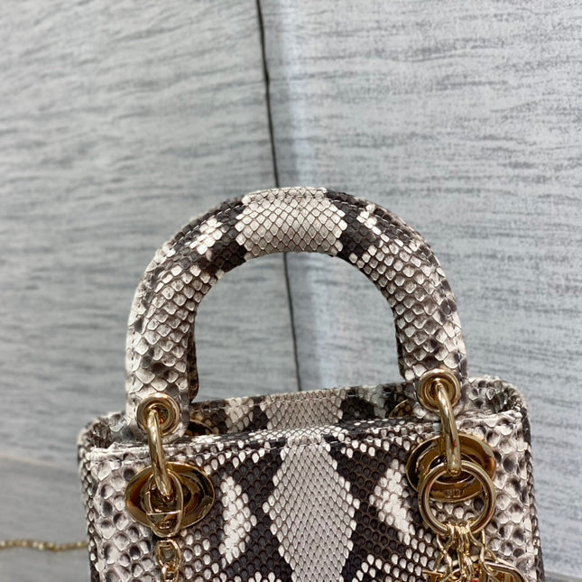 MINI LADY 17 BAG IN DARK BROWN PYTHON LEATHER