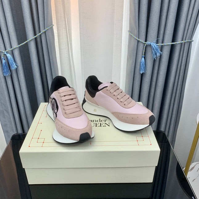 SPRINT RUNNER LOW-TOP IN LIGHT PINK CALFSKIN DUSTY ROSE SUEDE