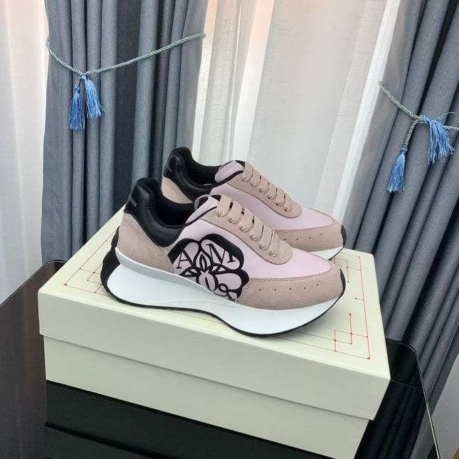 SPRINT RUNNER LOW-TOP IN LIGHT PINK CALFSKIN DUSTY ROSE SUEDE