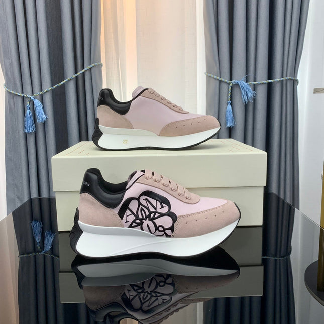 SPRINT RUNNER LOW-TOP IN LIGHT PINK CALFSKIN DUSTY ROSE SUEDE