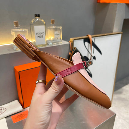 0Z MULE CARAMEL AND PASTEL PINK CALFSKIN WITH PATTERN