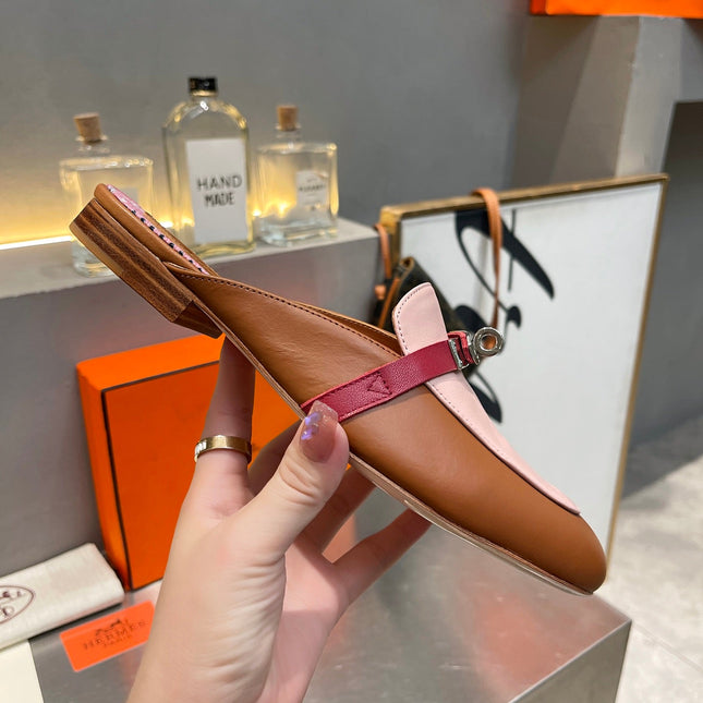 0Z MULE CARAMEL AND PASTEL PINK CALFSKIN WITH PATTERN