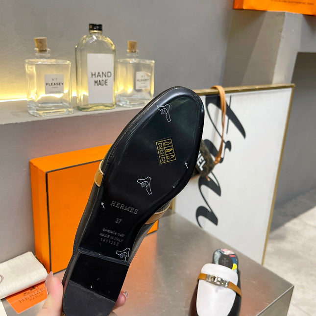 0Z MULE WHITE AND BLACK CALFSKIN WITH PATTERN