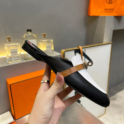 0Z MULE WHITE AND BLACK CALFSKIN WITH PATTERN