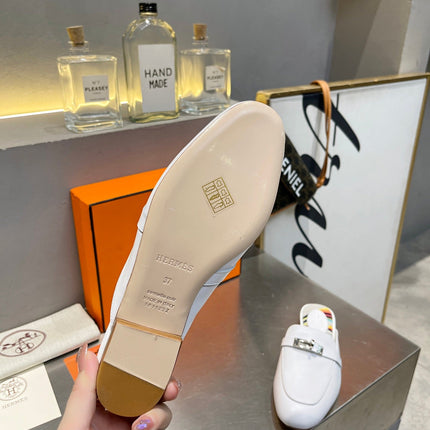 0Z MULE WHITE CALFSKIN WITH BLACK PATTERN