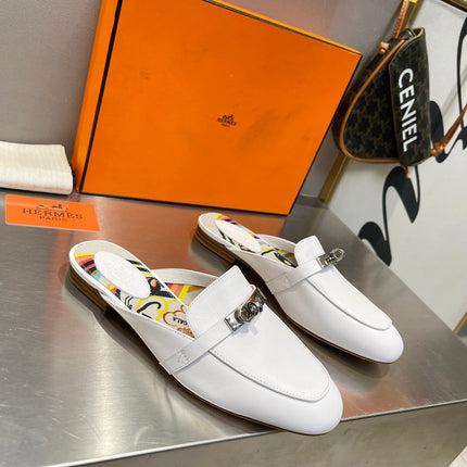 0Z MULE WHITE CALFSKIN WITH BLACK PATTERN