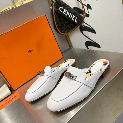 0Z MULE WHITE CALFSKIN WITH BLACK PATTERN