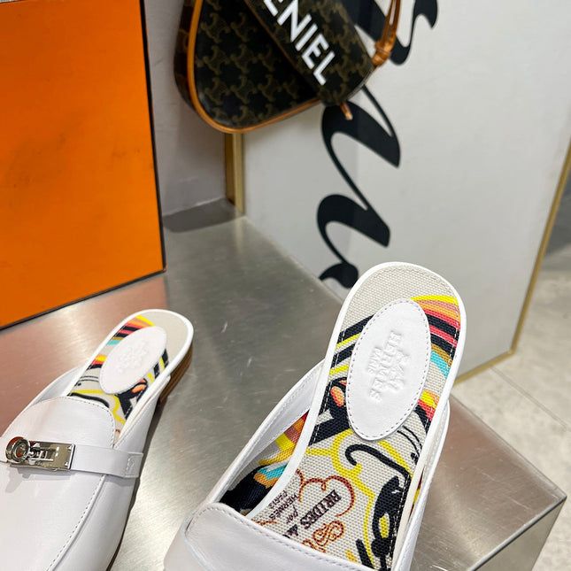 0Z MULE WHITE CALFSKIN WITH BLACK PATTERN