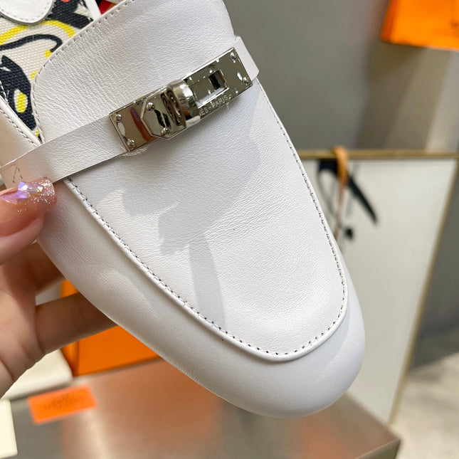 0Z MULE WHITE CALFSKIN WITH BLACK PATTERN