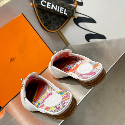 0Z MULE WHITE CALFSKIN WITH PATTERN