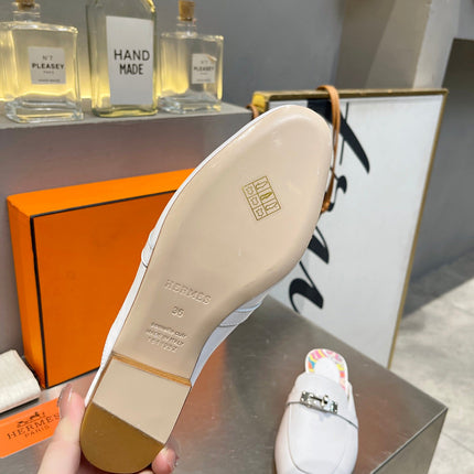 0Z MULE WHITE CALFSKIN WITH PATTERN