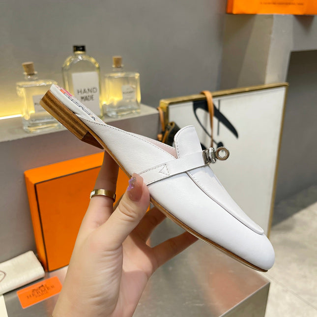 0Z MULE WHITE CALFSKIN WITH PATTERN