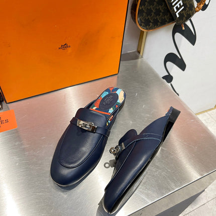 0Z MULE INDIGO CALFSKIN WITH PATTERN