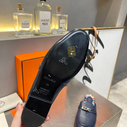 0Z MULE INDIGO CALFSKIN WITH PATTERN