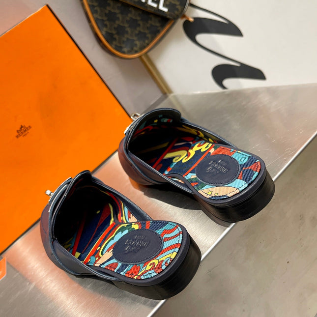 0Z MULE INDIGO CALFSKIN WITH PATTERN