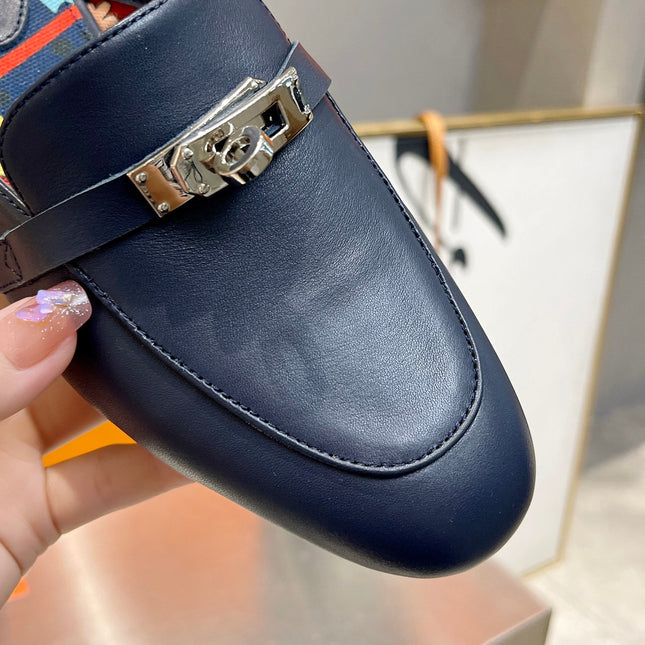 0Z MULE INDIGO CALFSKIN WITH PATTERN