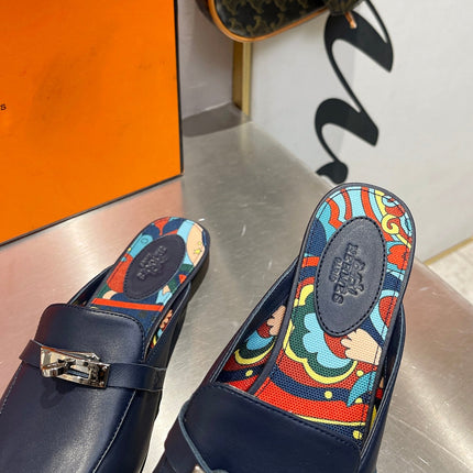 0Z MULE INDIGO CALFSKIN WITH PATTERN