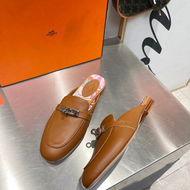 0Z MULE CARAMEL CALFSKIN WITH PATTERN