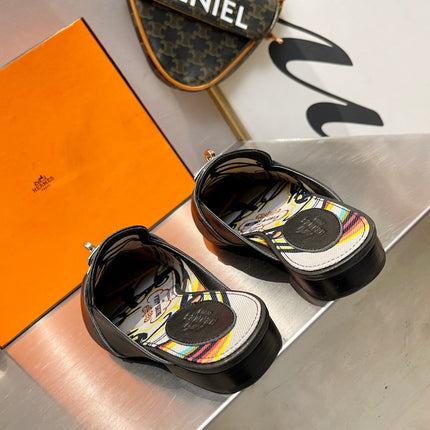 0Z MULE BLACK CALFSKIN WITH PATTERN