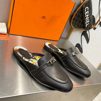 0Z MULE BLACK CALFSKIN WITH PATTERN