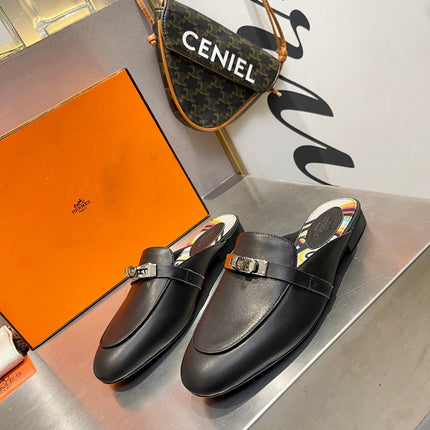 0Z MULE BLACK CALFSKIN WITH PATTERN