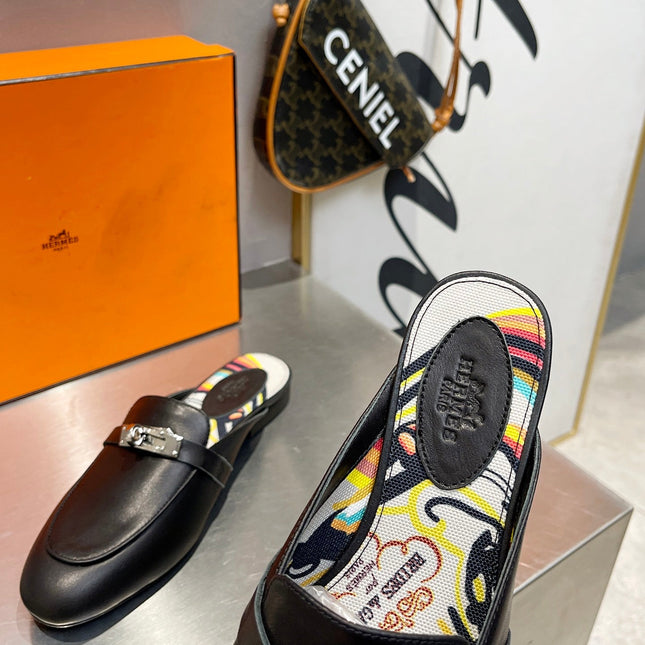 0Z MULE BLACK CALFSKIN WITH PATTERN