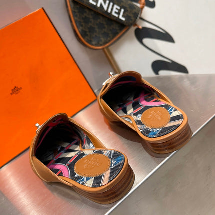 0Z MULE CARAMEL CALFSKIN WITH BLACK PATTERN