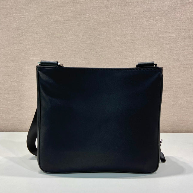 SQUARE BAG 28 IN BLACK RE-NYLON AND SAFFIANO LEATHER TRIM