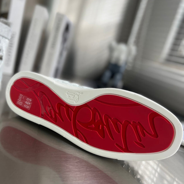 GLITTER LOU SPIKES STUDDED HIGH-TOP SNEAKERS IN SILVER-TONE CALFSKIN