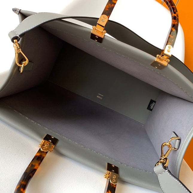 Fend Sunshine Medium Bag 35 Grey Leather