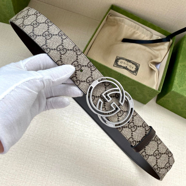 GG MARMONT MONOGRAM BELT 40MM SILVER HARDWARE