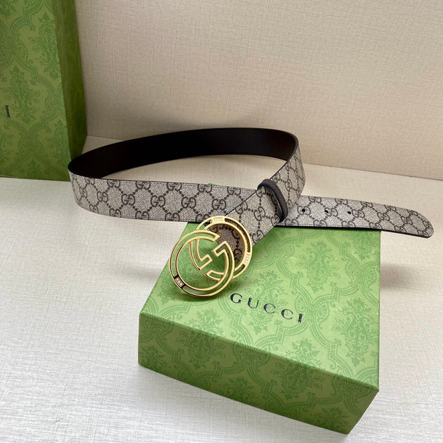GG MARMONT MONOGRAM BELT 40MM GOLD HARDWARE