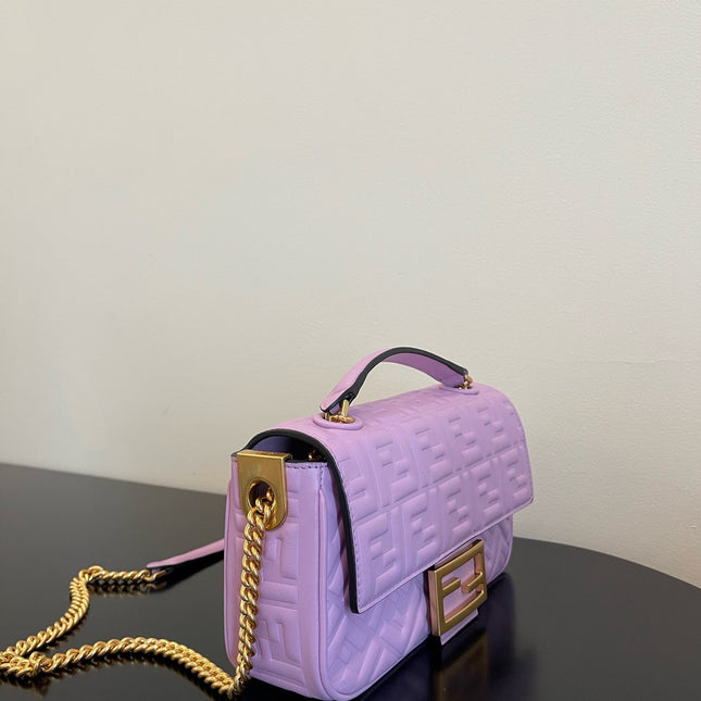 Fend Baguette 24 Bag With FF Motif Lavender Leather Ghw