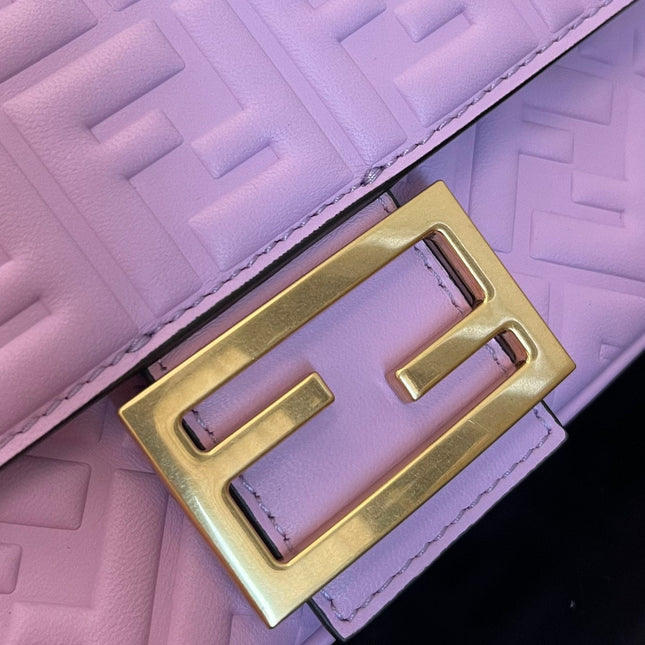 Fend Baguette 24 Bag With FF Motif Lavender Leather Ghw