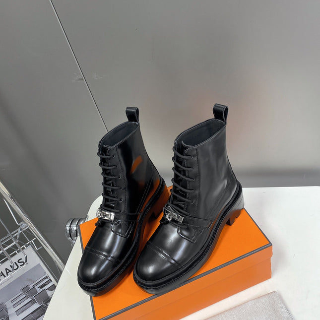 HM 25S FUNK ANKLE BOOT IN BLACK LAMBSKIN WITH SILVER HARDWARE