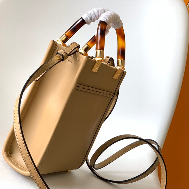 Fend Mini Sunshine Shopper Bag 18 Beige Leather