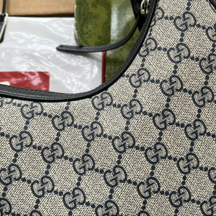 ATTACHE MINI BAG 23 IN BEIGE GG AND DARK BLUE CALFSKIN