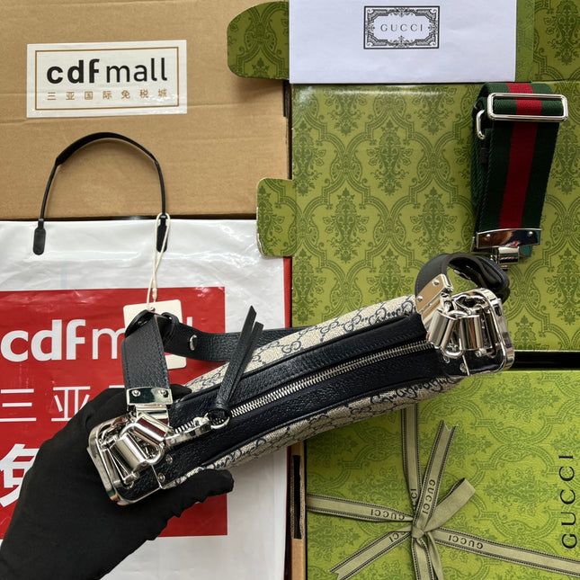 ATTACHE MINI BAG 23 IN BEIGE GG AND DARK BLUE CALFSKIN