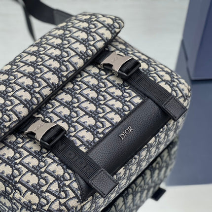 MEDIUM 31 BAG WITH STRAP IN BEIGE AND BLACK OBLIQUE JACQUARD AND CALFSKIN