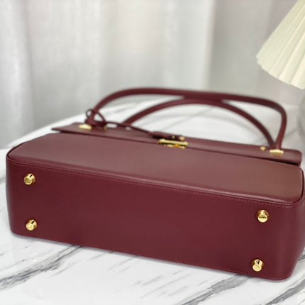 PARISIENNE 30 HANDBAG IN MULBERRY PURPLE SMOOTH CALFSKIN